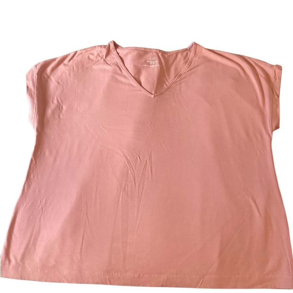 #112 Women's Pink J.Jill luxe Supima V-Neck easy Tee Size Large Women’s